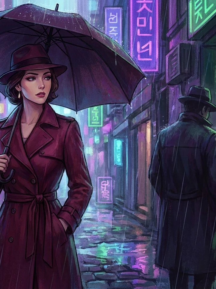 High-contrast neon scene after upscaling